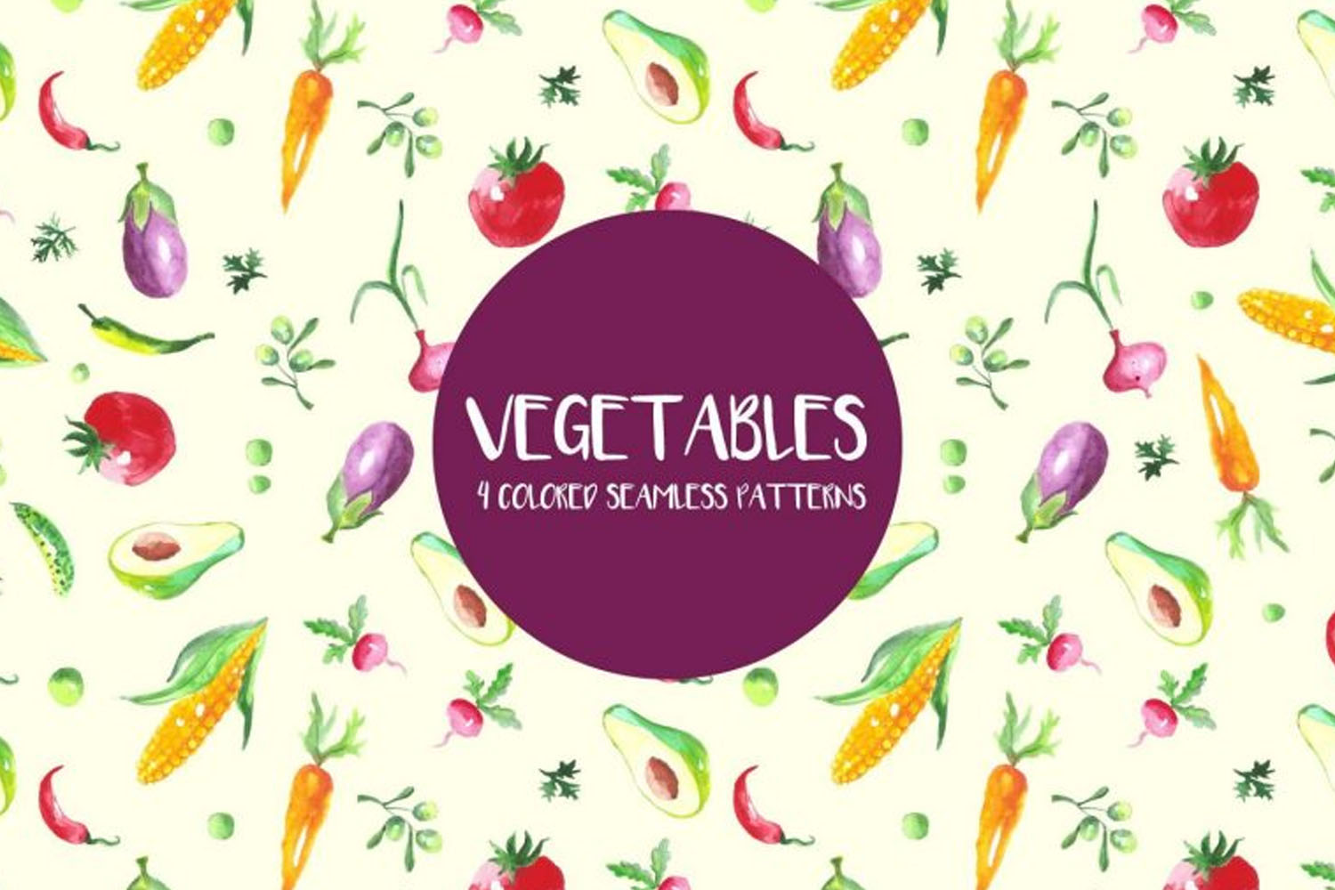 Watercolor Vegetables Seamless Patterns Download