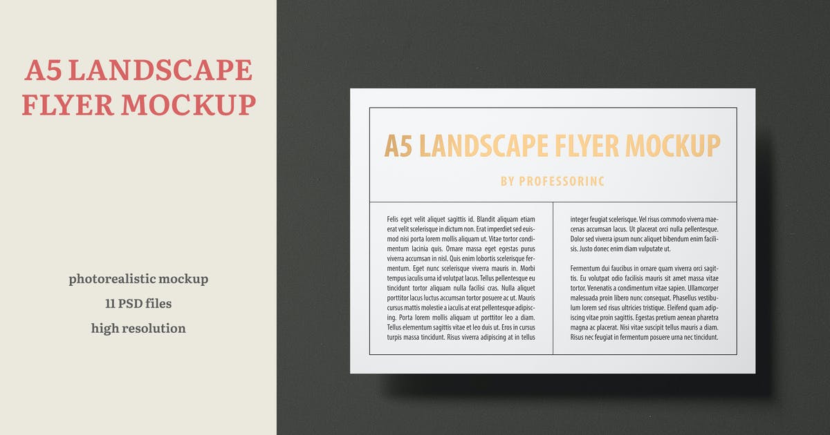 A5 Landscape Flyer Mockup Free Download