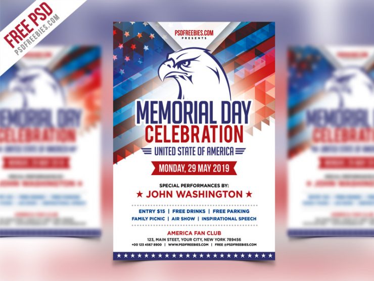 America Memorial Day Event Flyer PSD Free Download