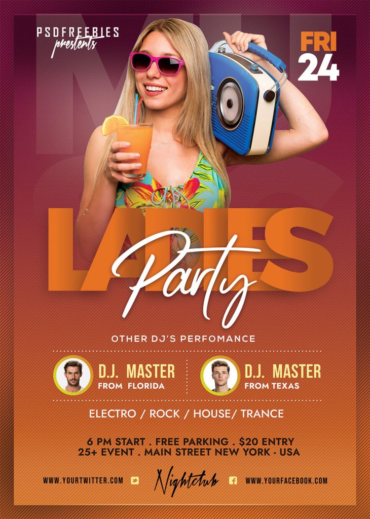Free Party Flyer PSD Download For Girls