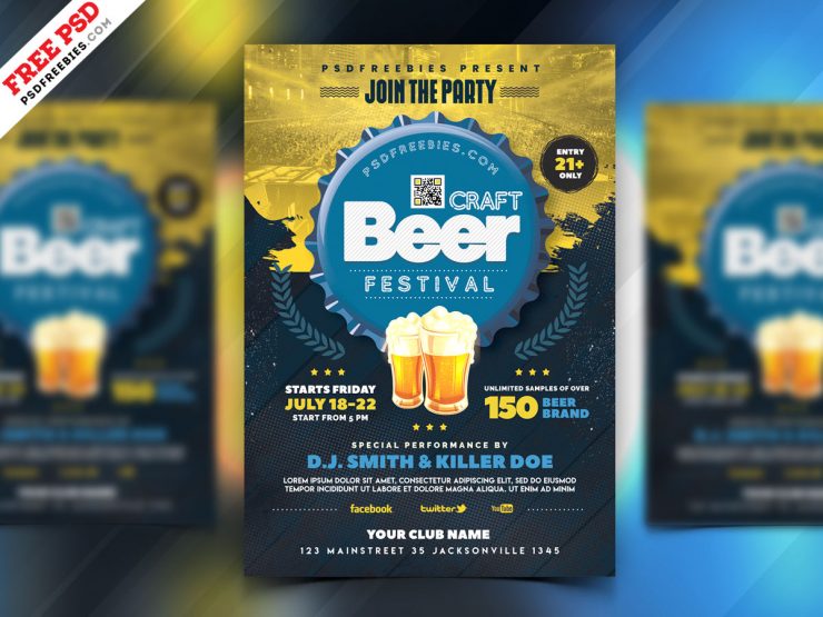 Beer Festival Celebration Flyer PSD Free Download
