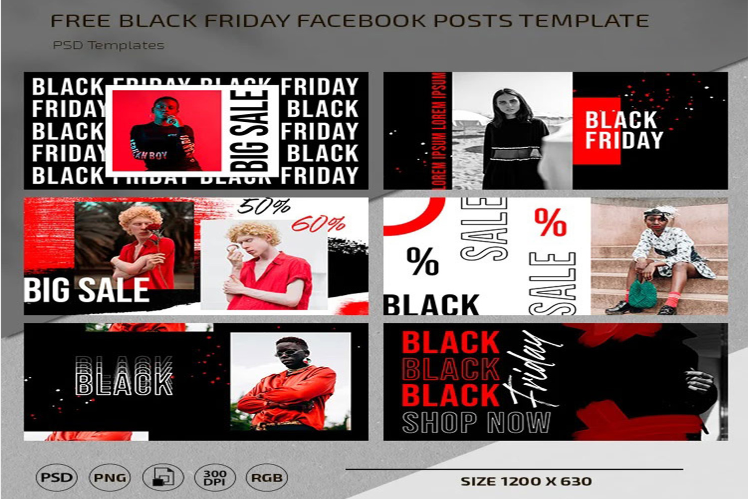 Black Friday Facebook Posts Template PSD Free Download