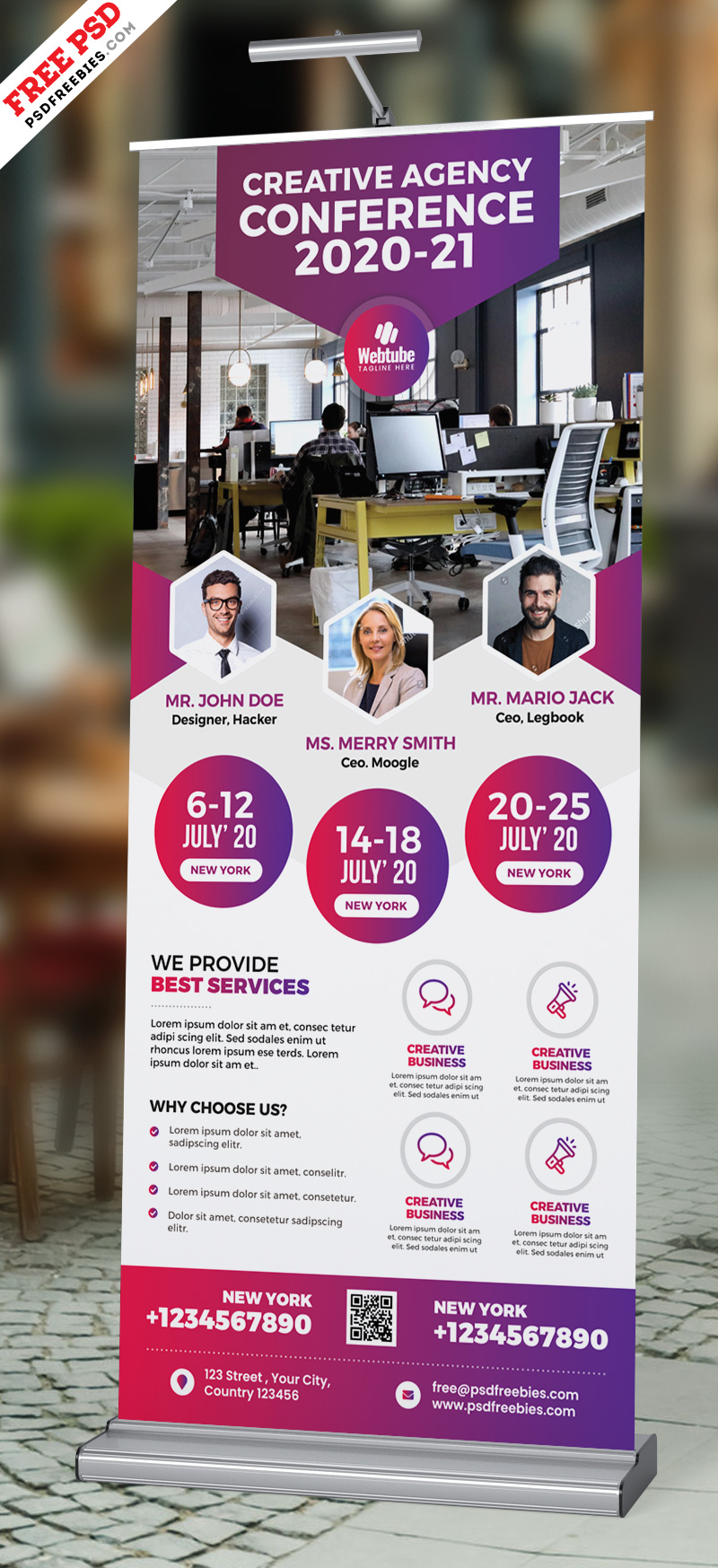 Business Conference Roll-up Banner PSD Free Download