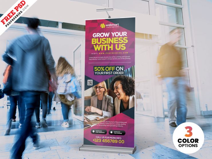Business Promotion Roll Up Banner Card PSD Free Download