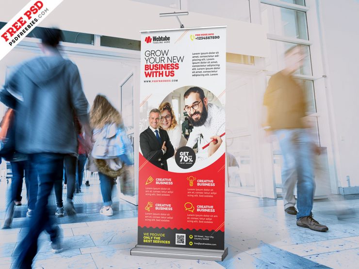 Business Promotion Roll Up Banner Design PSD Free Download