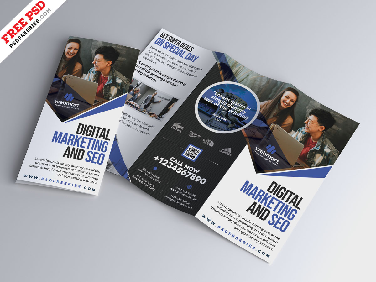 Business Tri-Fold Brochure Design PSD Free Download