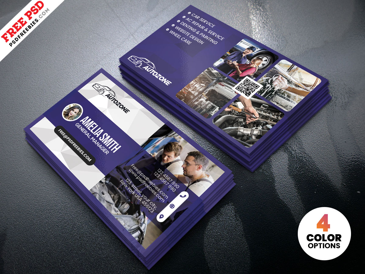 Car Repair Shop Business Card PSD Free Download