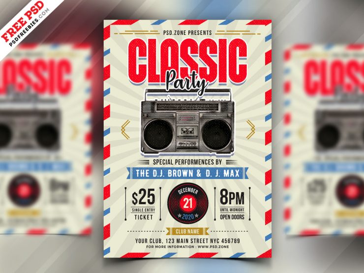 Classic Theme Party Flyer PSD Free Download