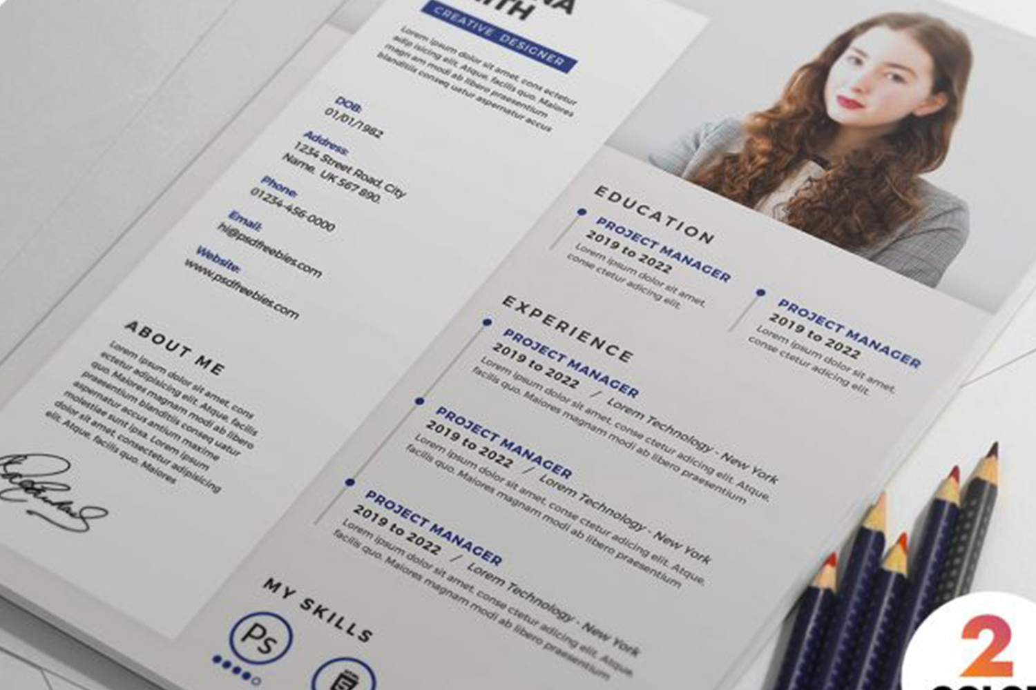 Clean and Fresh Resume Design PSD Template Free Download