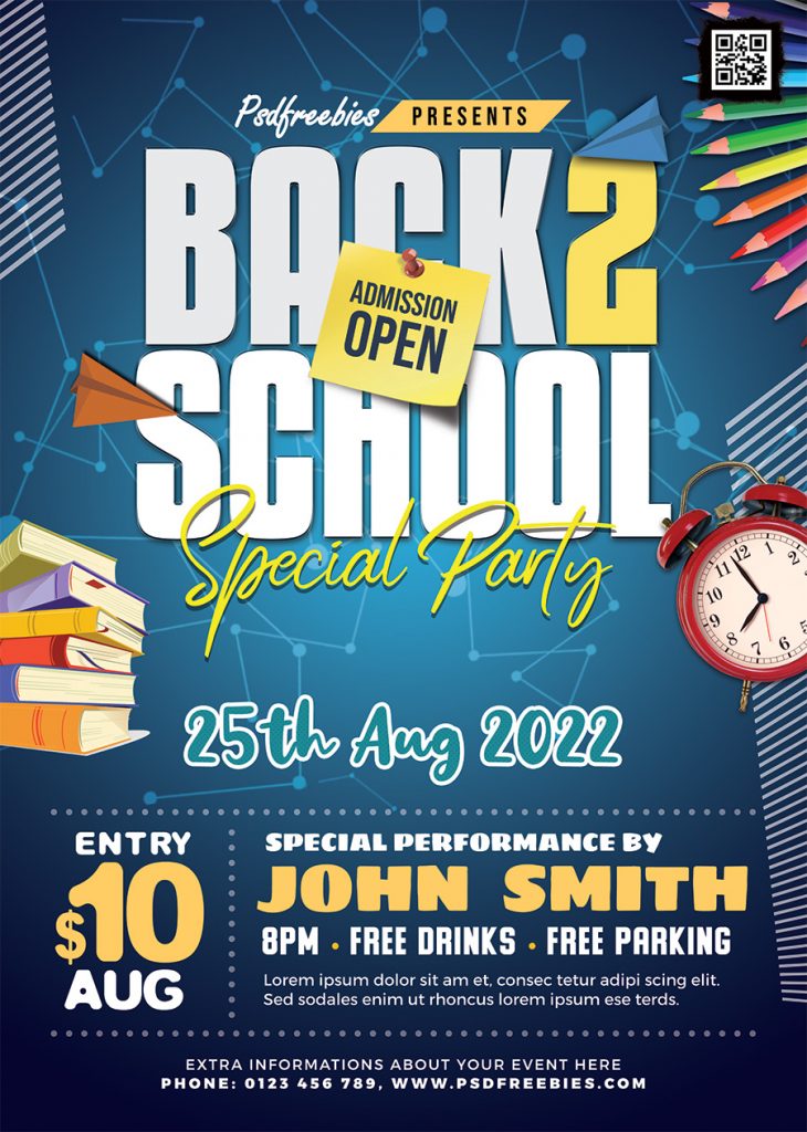 Colorful Back to School Party Flyer PSD Free Download