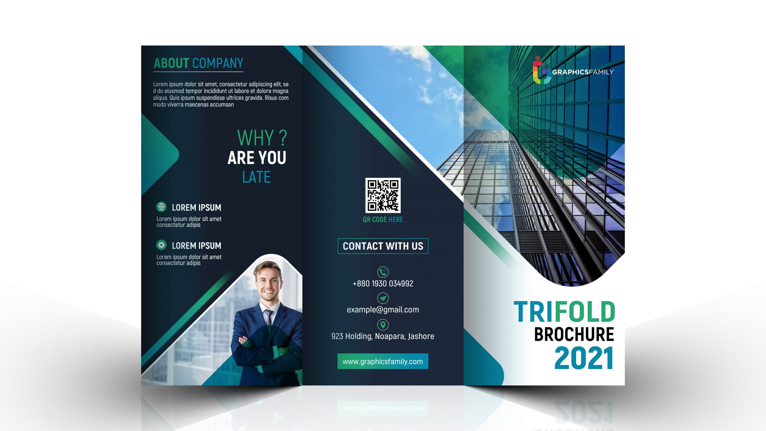 Company Trifold Brochure Design Template PSD Free Download