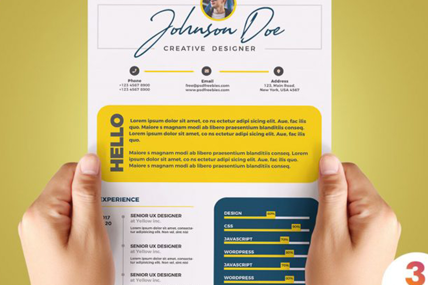 Cool and Colorful Resume CV PSD Template Free Download