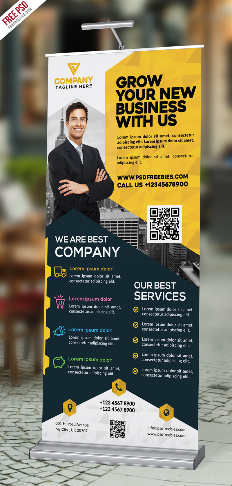 Corporate Roll Up Banner Design PSD Free Download