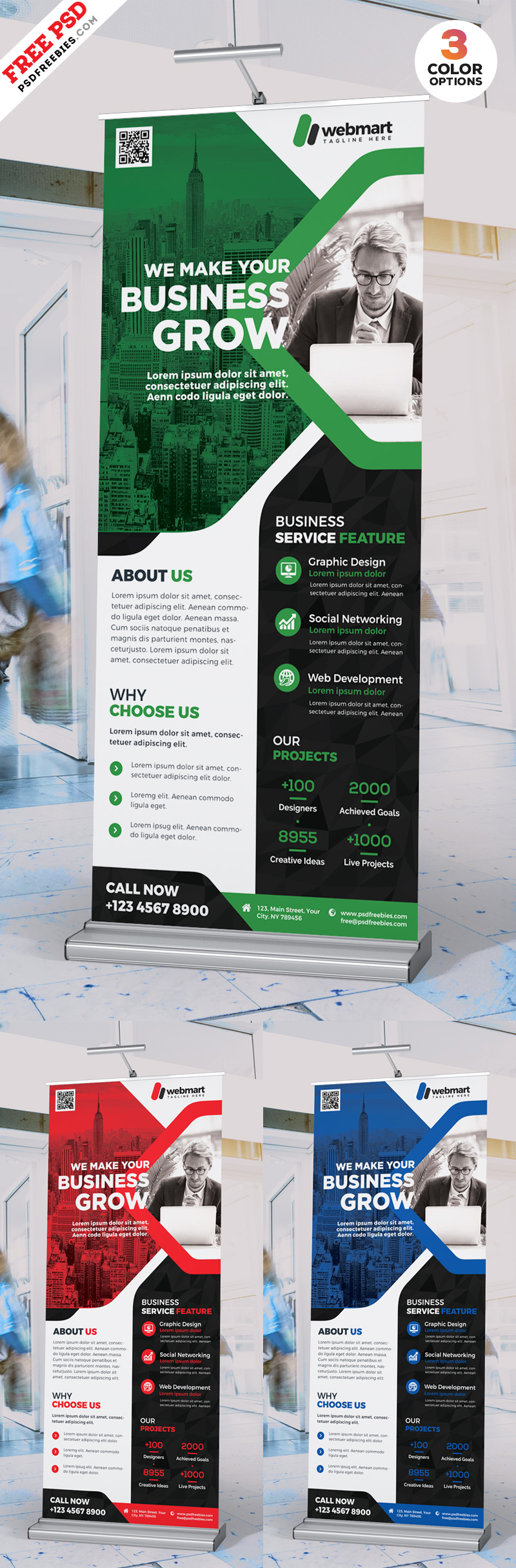 Corporate Roll-up Banner Design Bundle PSD Free Download