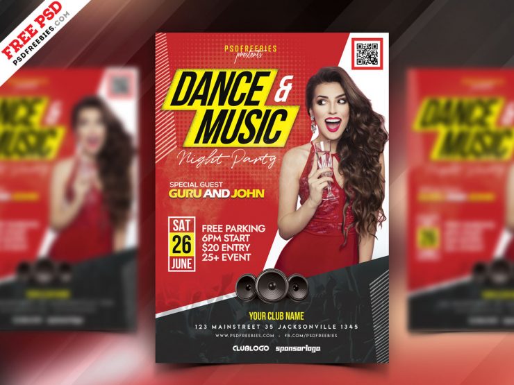 Dance and Music Party Flyer PSD Free Download