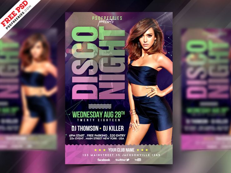 Disco Party Flyer PSD Free Download