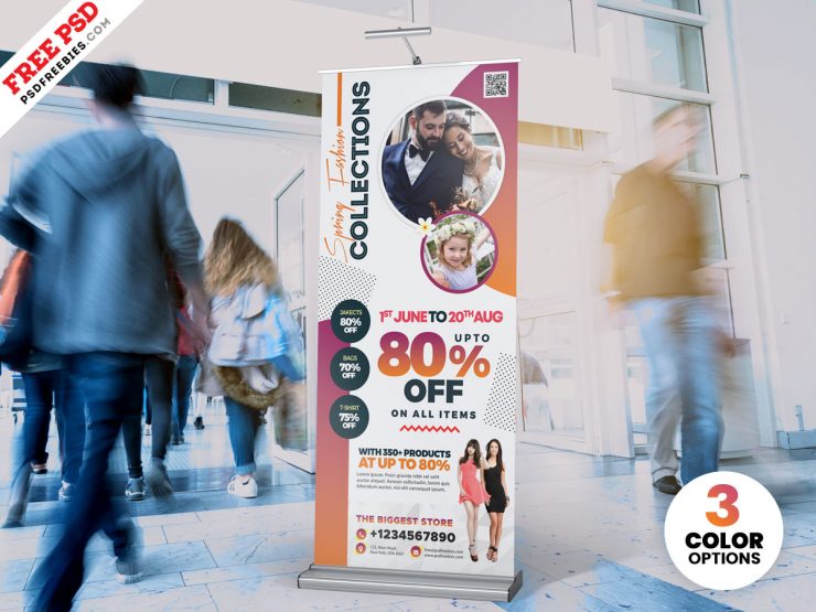 Fashion Sale Roll Up Banner PSD Free Download
