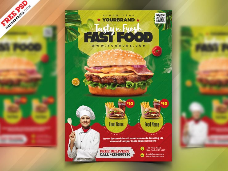 Fast Food Restaurant Menu Flyer PSD Free Download