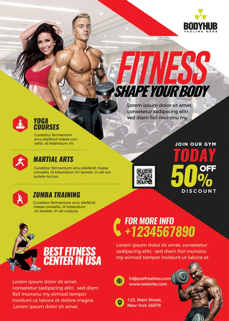 Fitness Studio and Gym Flyer PSD Free Download