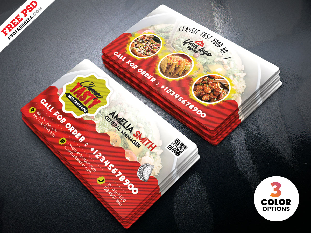 Food Restaurant Business Card PSD Free Download