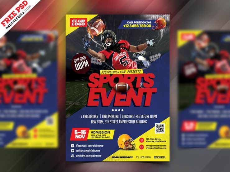 Football Event Flyer PSD Free Download