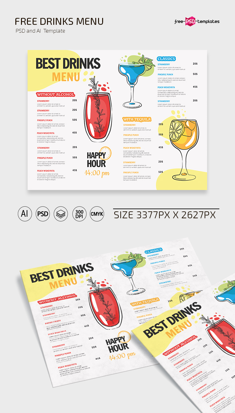 Free Drinks Menu Design Free Download