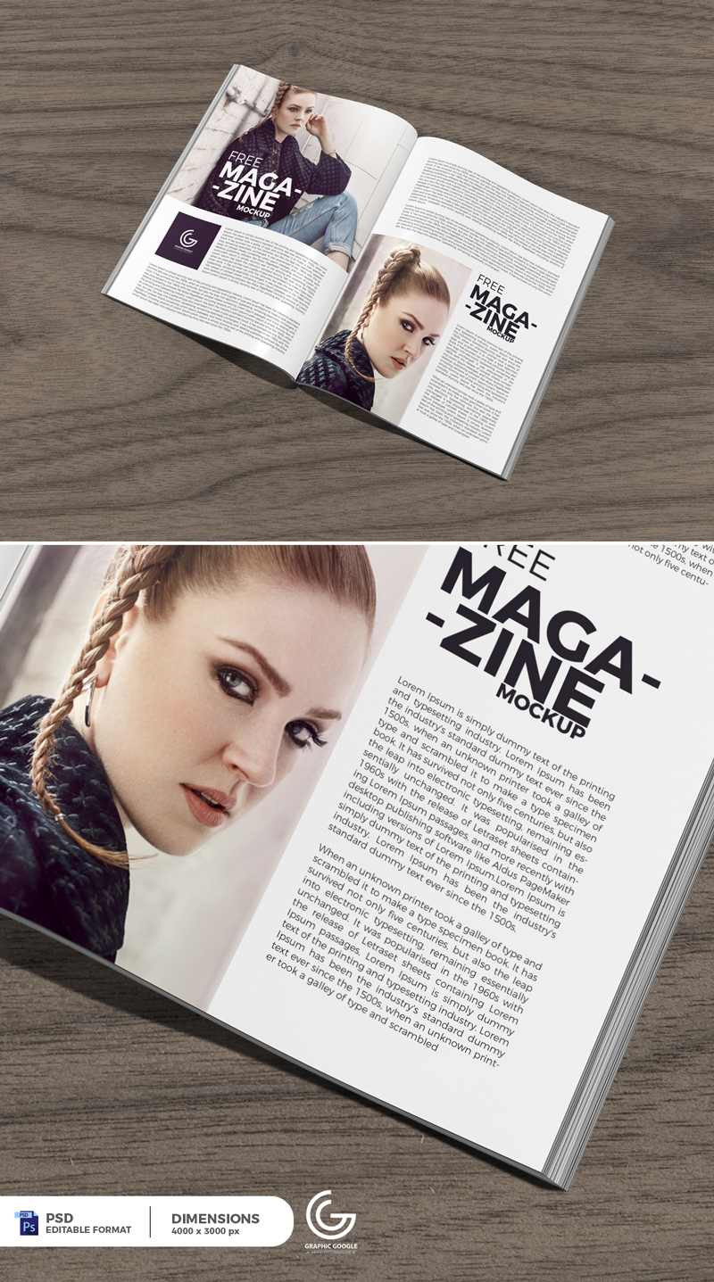 Open Magazine For Graphic Designers Mockup Free Download
