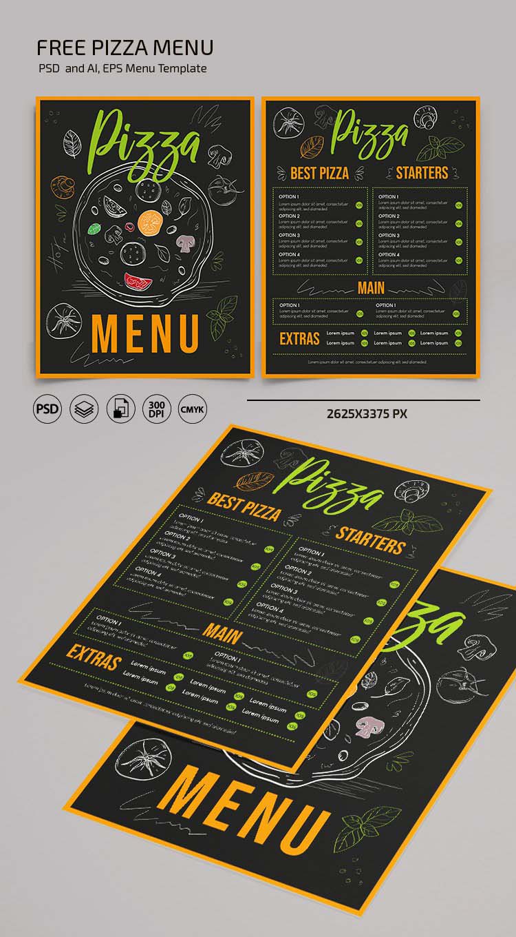 Free Pizza Menu Design PSD Free Download