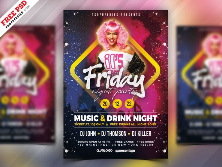 Friday Night Party Flyer PSD Free Download