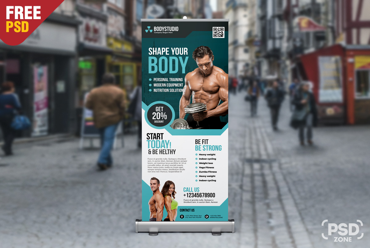 Fitness Gym Roll Up Banner