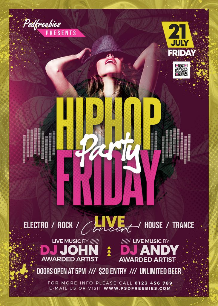 HipHop Friday Party Flyer PSD Free Download