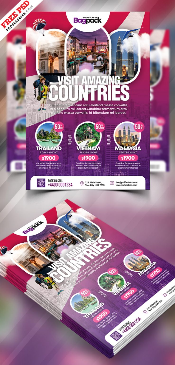Holiday Travel Packages Flyer PSD Free Download