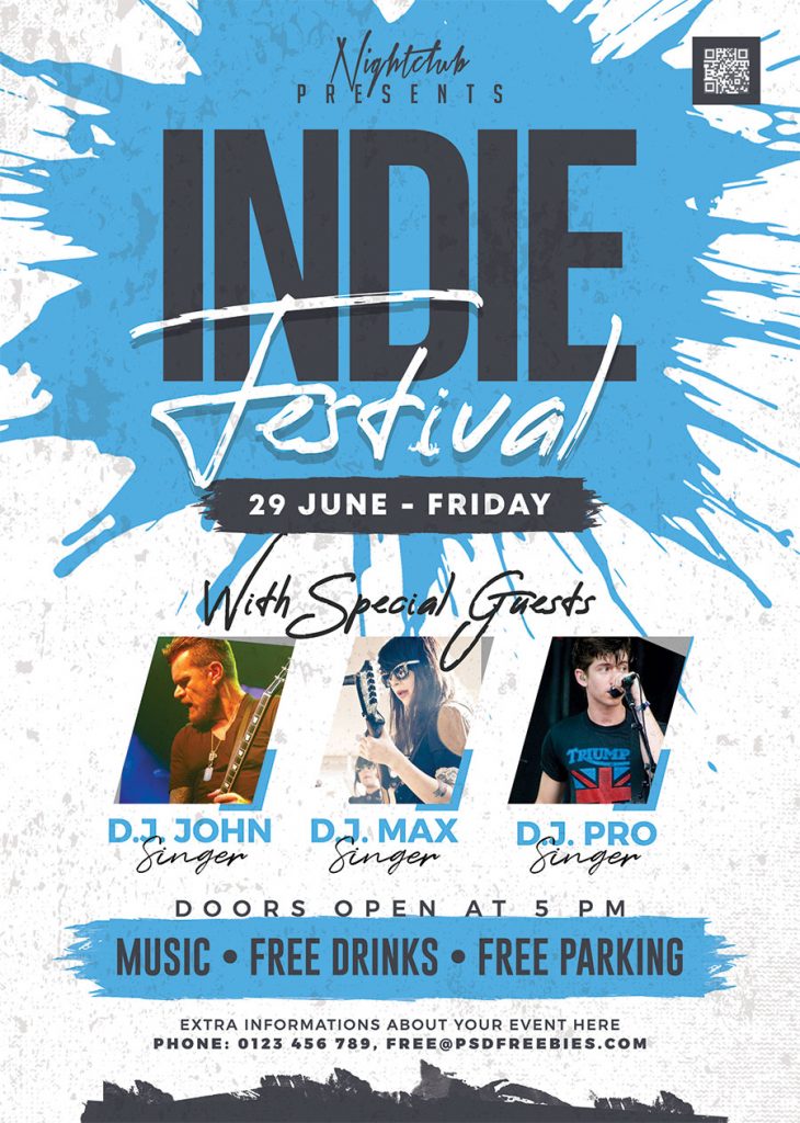 Indie Music Festival Event Flyer PSD Free Download
