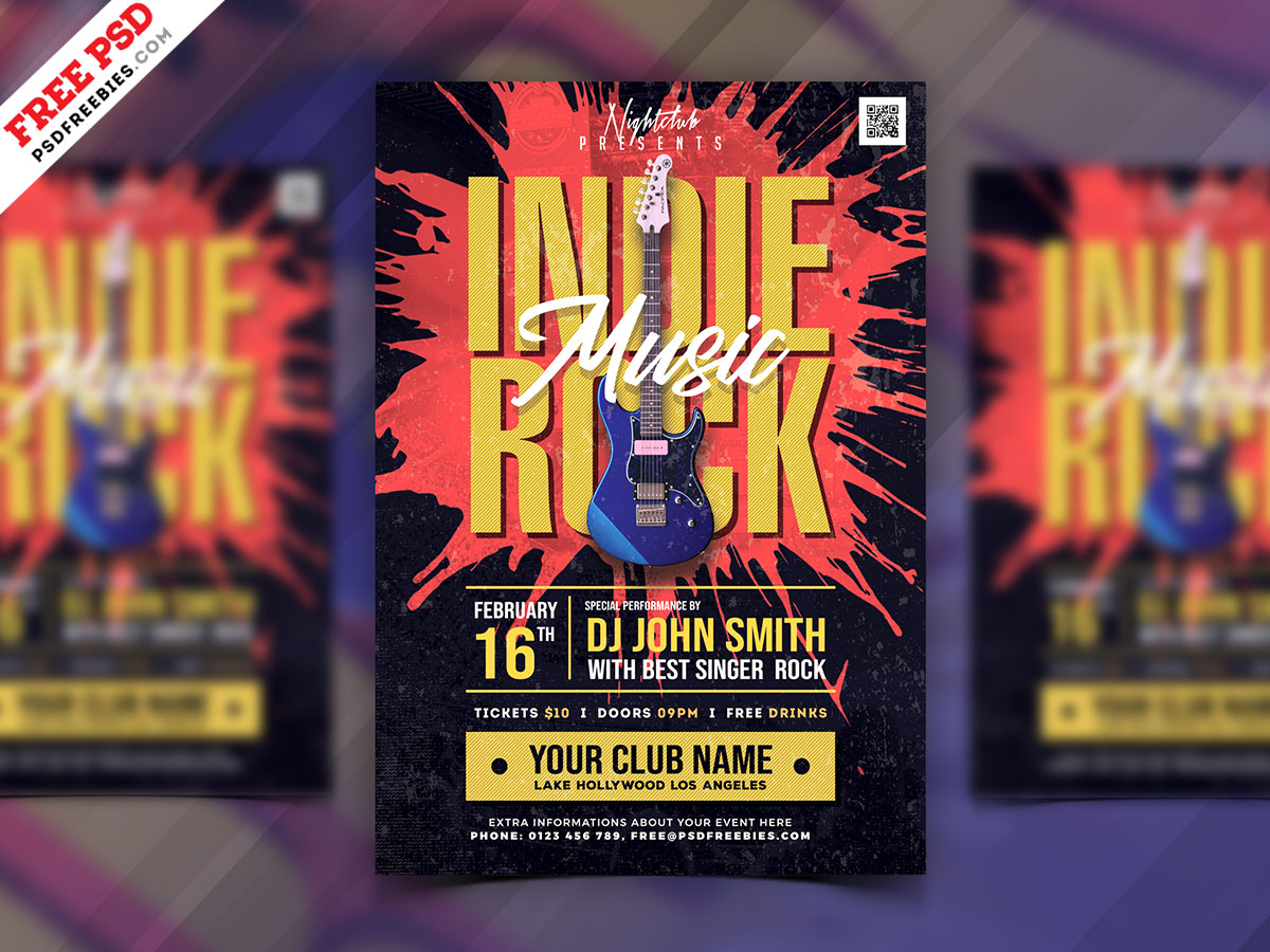 Indie Rock Music Festival Flyer PSD Free Download