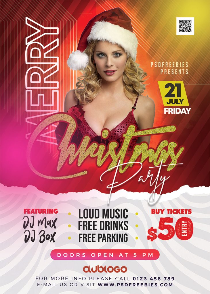 Merry Xmas Party Flyer PSD Free Download