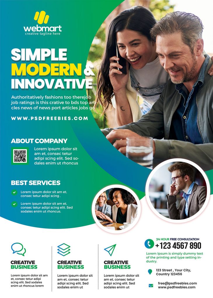 Modern Design Business Flyer PSD Free Download
