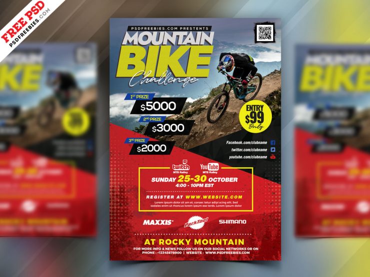 Mountain Bike Rally Event Flyer PSD Free Download