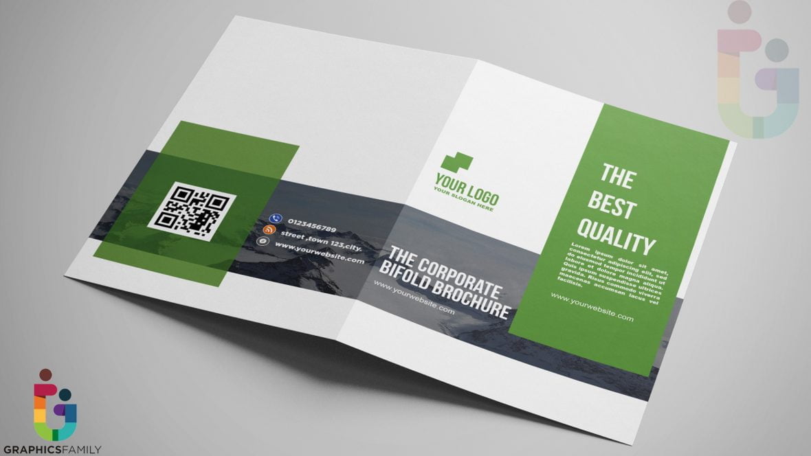 Multipurpose Business Bi-Fold Brochure Template PSD Free Download