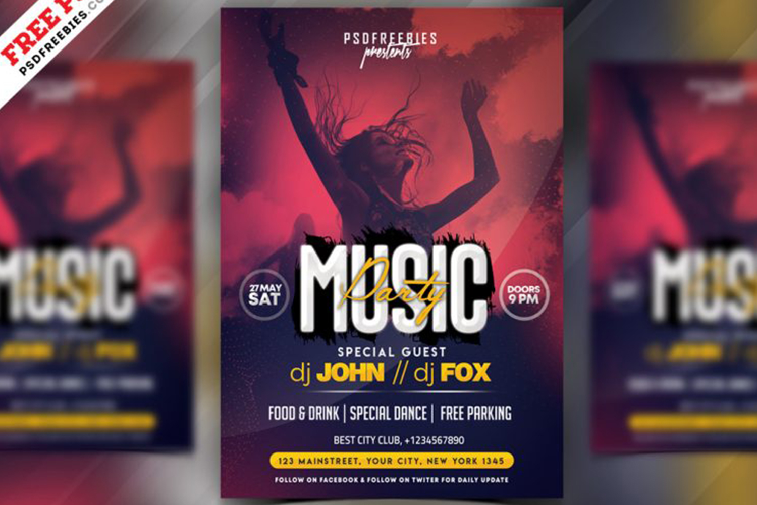 Music Party Invitation Flyer PSD Free Download