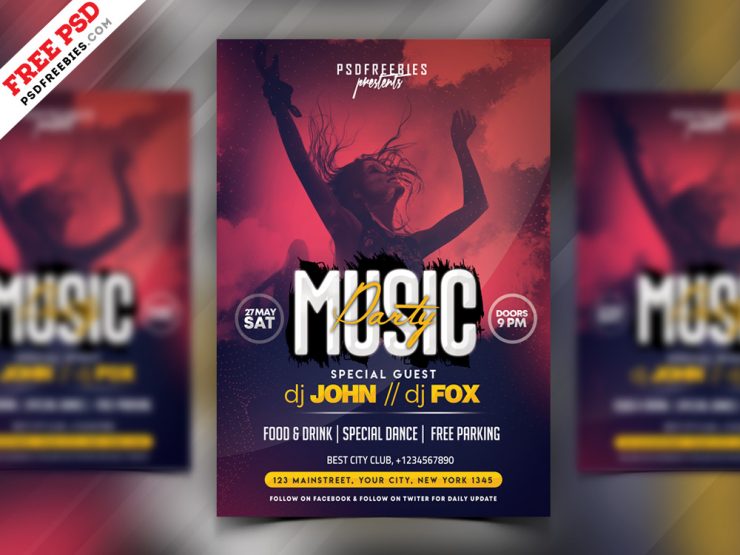 Music Party Invitation Flyer PSD Free Download