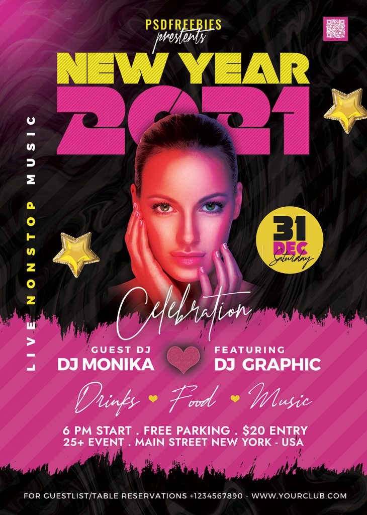 New Year 2021 Party Flyer PSD Free Download