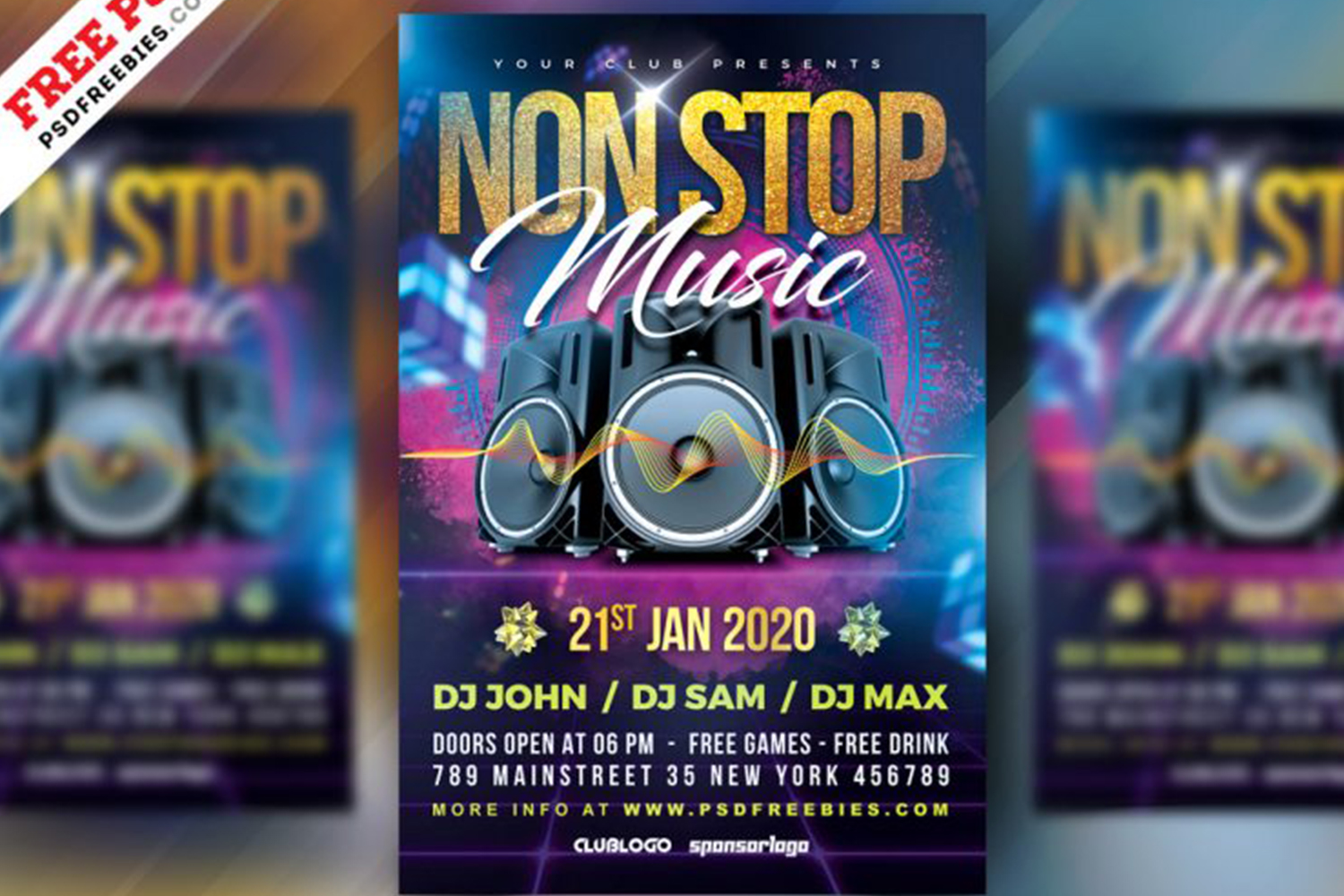 Non Stop Music Party Flyer PSD Free Download