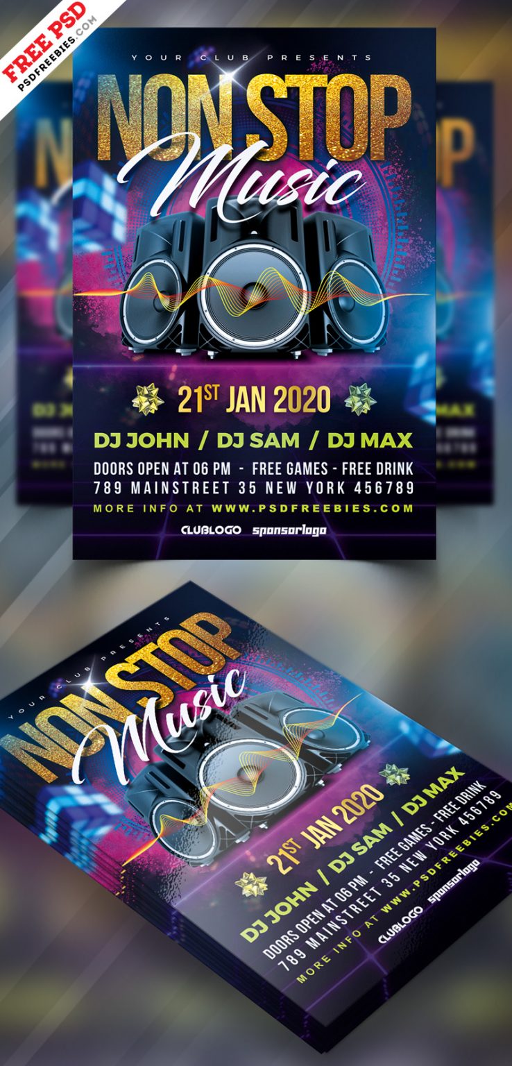 Non Stop Music Party Flyer PSD Free Download