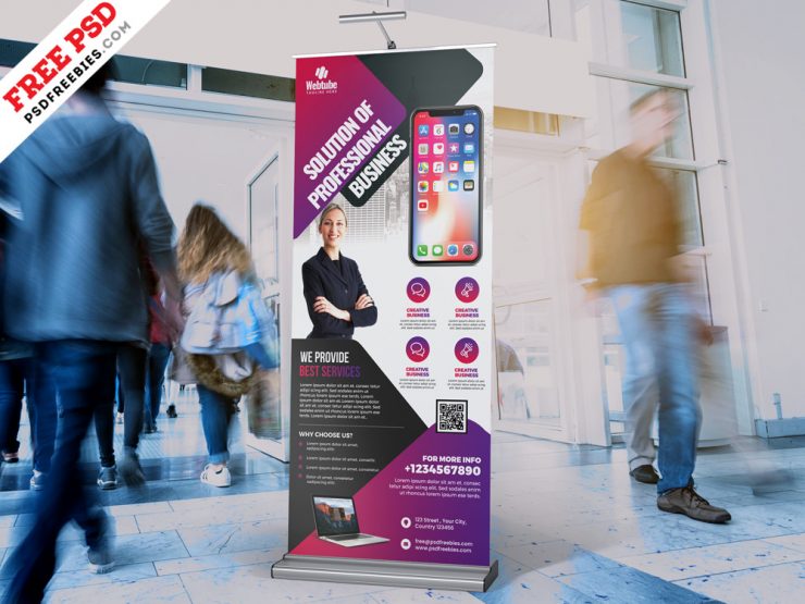 Professional Business Rollup Banner Design PSD Free Download