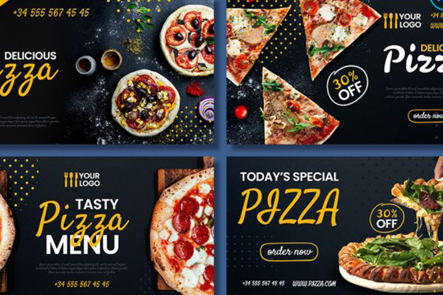 Pizza Social Media Banners Templates + Vector PSD Free Download