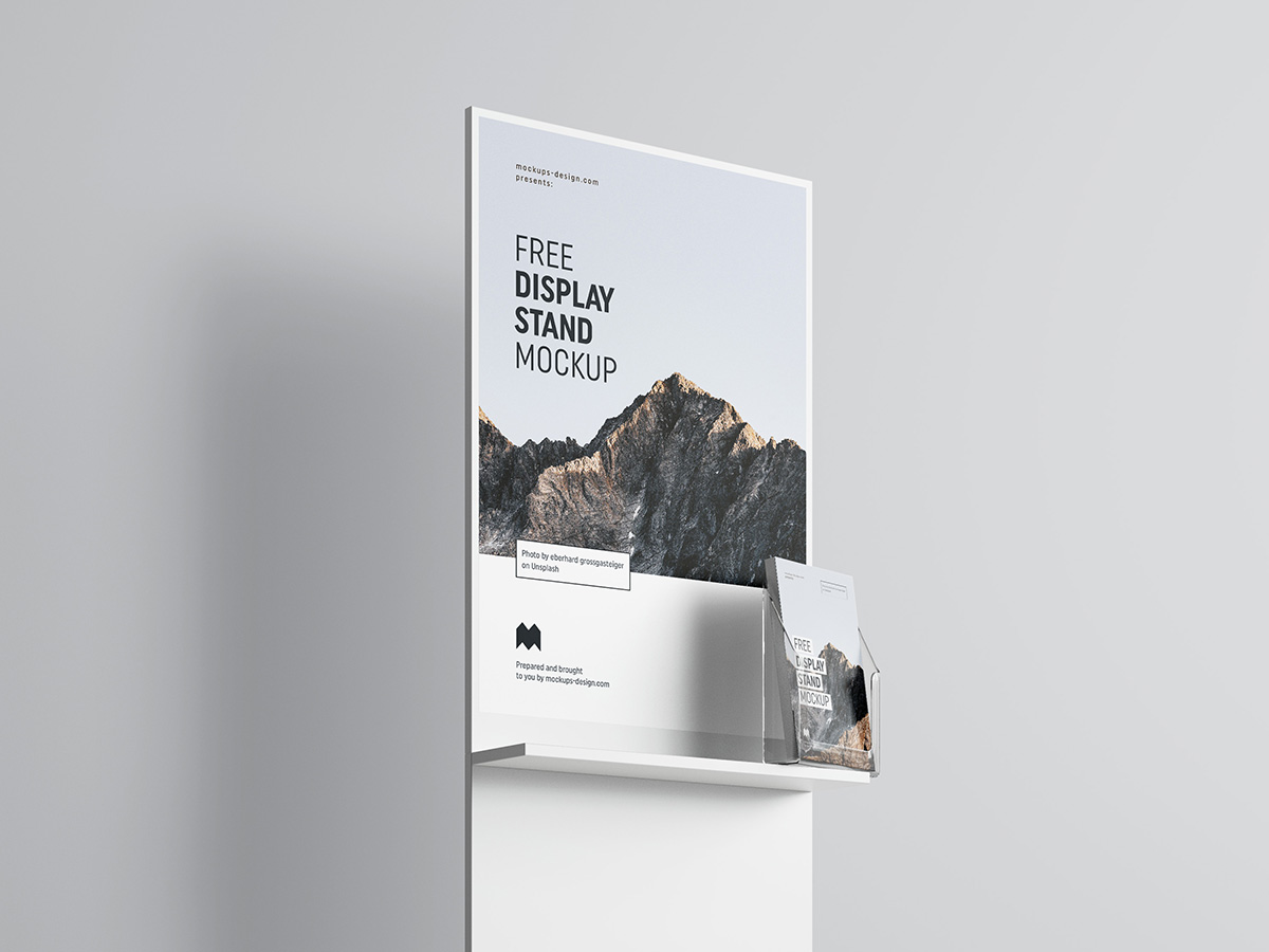 Poster Display with Flyers Mockup Free Download