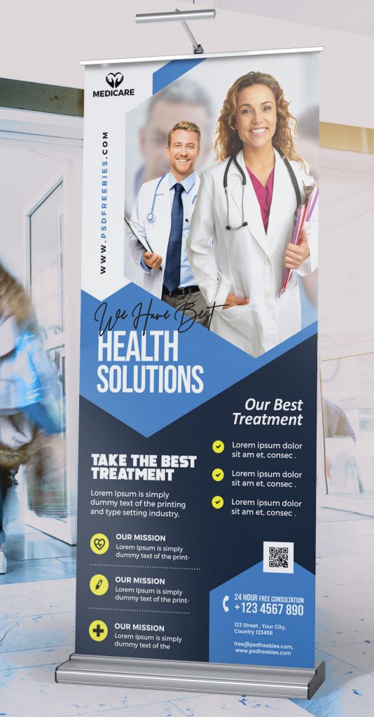 Premium Health Care Business Roll-Up Banner PSD Free Download