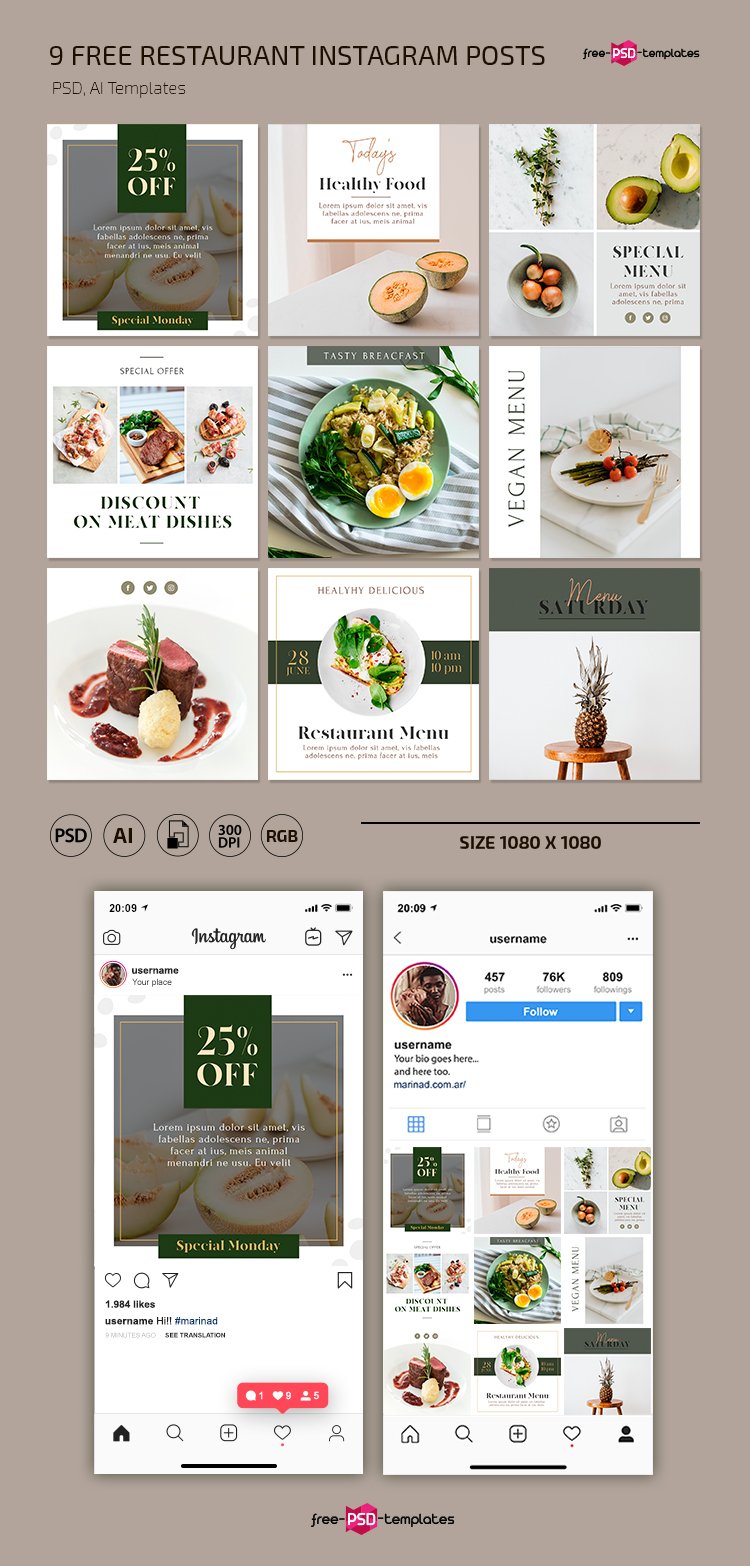 Restaurant Instagram Posts Free Download