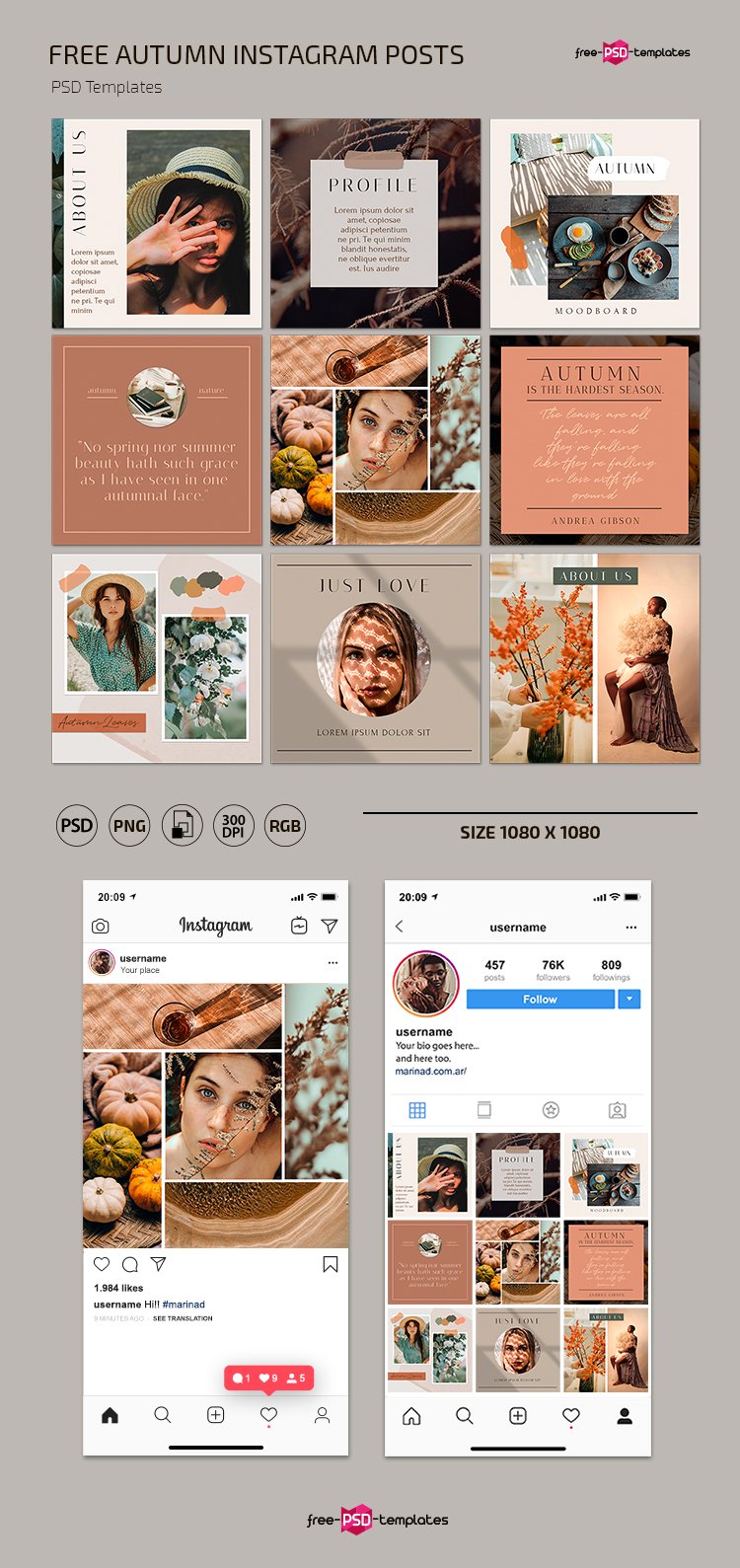 Autumn Mood Instagram Posts Template Free Download