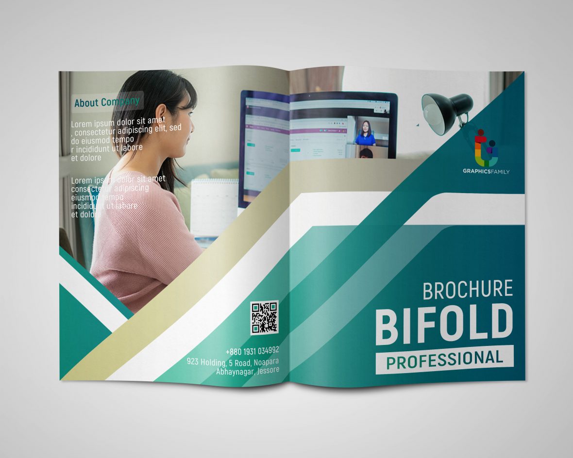 Professional Bi-Fold Brochure Design Template PSD Free Download